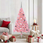 Artificial Pre-Lit Christmas Tree with 150 LED Pink 150 cm PVC