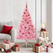 Kerstboom 150 cm roze voorverlicht met 150 LED PVC