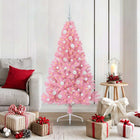 Artificial Pre-Lit Christmas Tree with 150 LED Pink 150 cm PVC