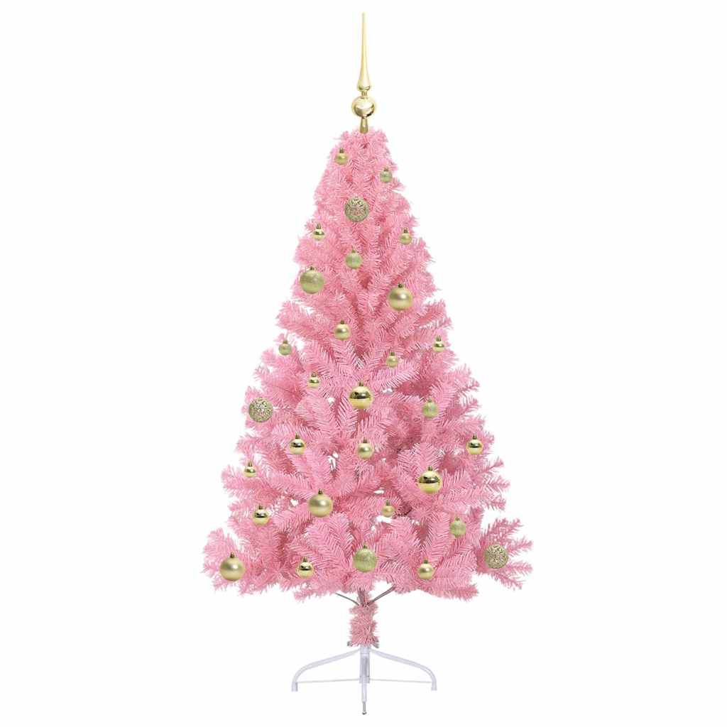 Kunstmatig Voorverlicht Kerstboom met 150 LED Roze 150 cm PVC