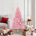 Artificial Pre-Lit Christmas Tree with 150 LED Pink 150 cm PVC