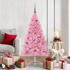 Artificial Pre-Lit Christmas Tree with 150 LED Pink 150 cm PVC