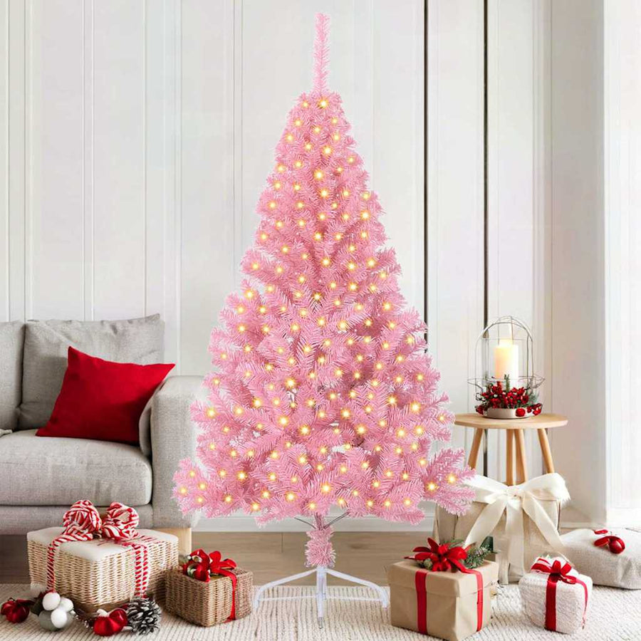 Kunstmatig Voorverlicht Kerstboom met 300 LED Roze 180 cm PVC