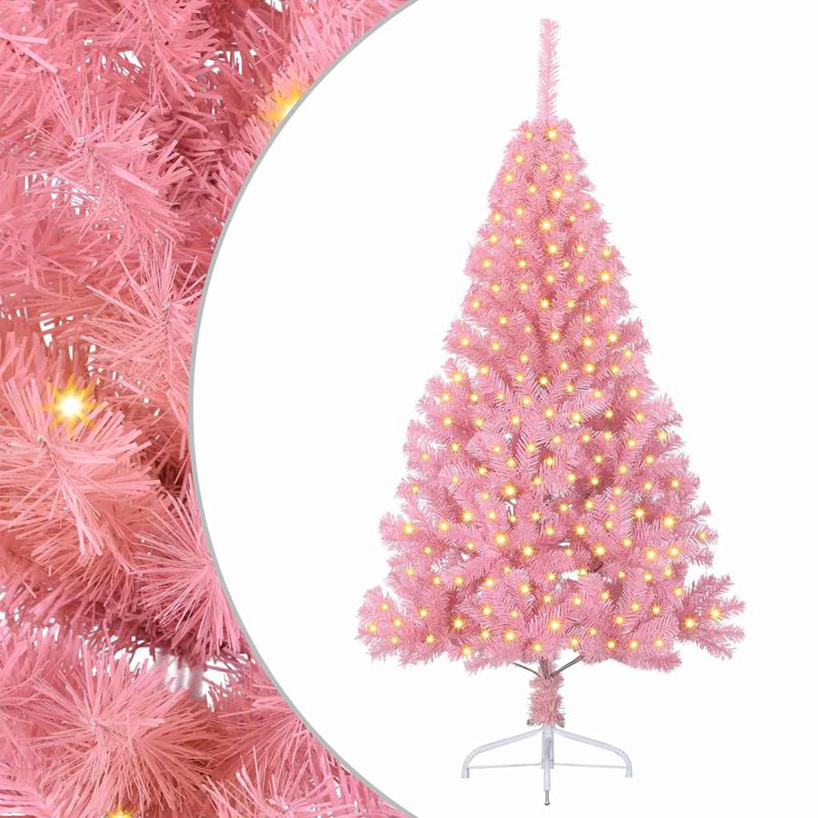 Kunstmatig Voorverlicht Kerstboom met 300 LED Roze 180 cm PVC