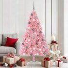 Artificial Pre-Lit Christmas Tree with 300 LED Pink 180 cm PVC