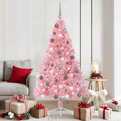 Kunstkerstboom met decoratieve touwlichten Roze 180 cm PVC