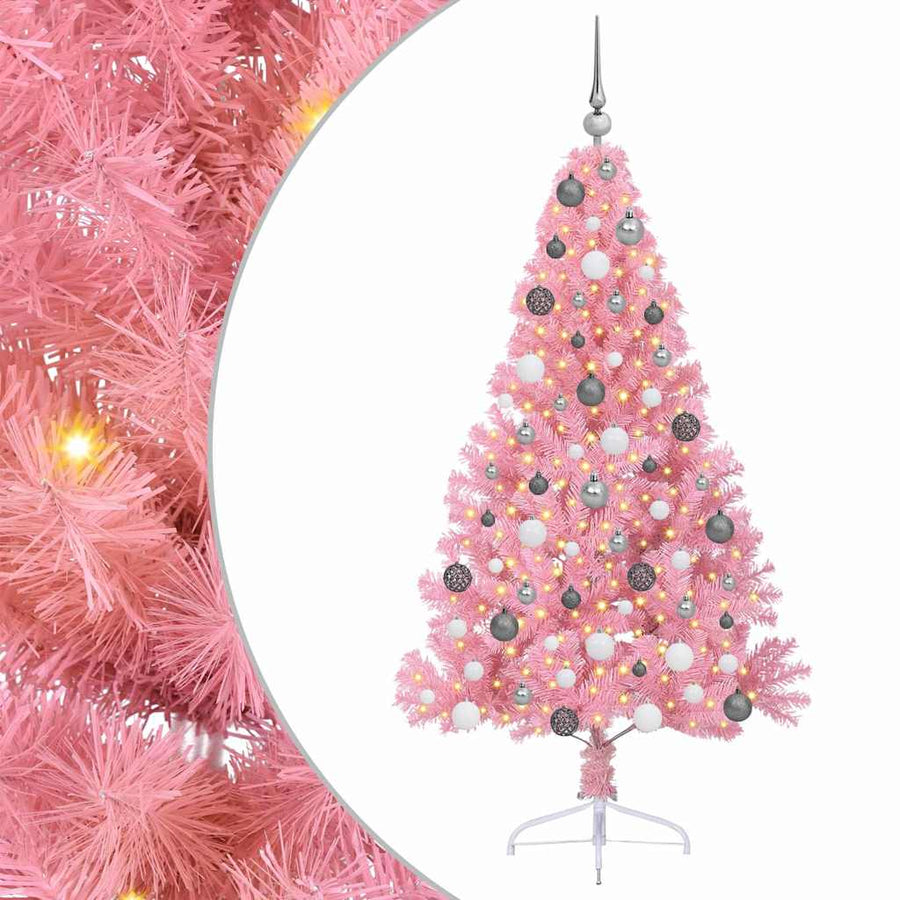 Kunstkerstboom met decoratieve touwlichten Roze 180 cm PVC