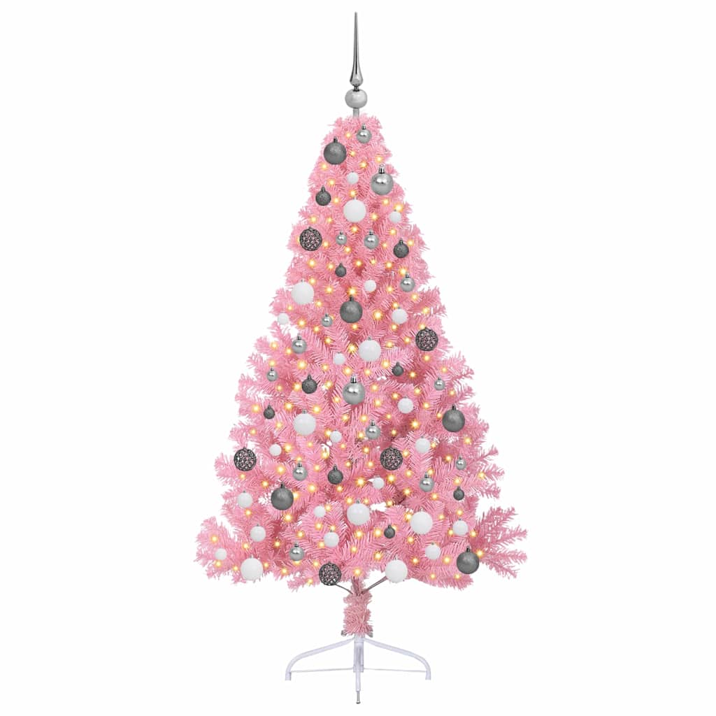 Kunstkerstboom met decoratieve touwlichten Roze 180 cm PVC