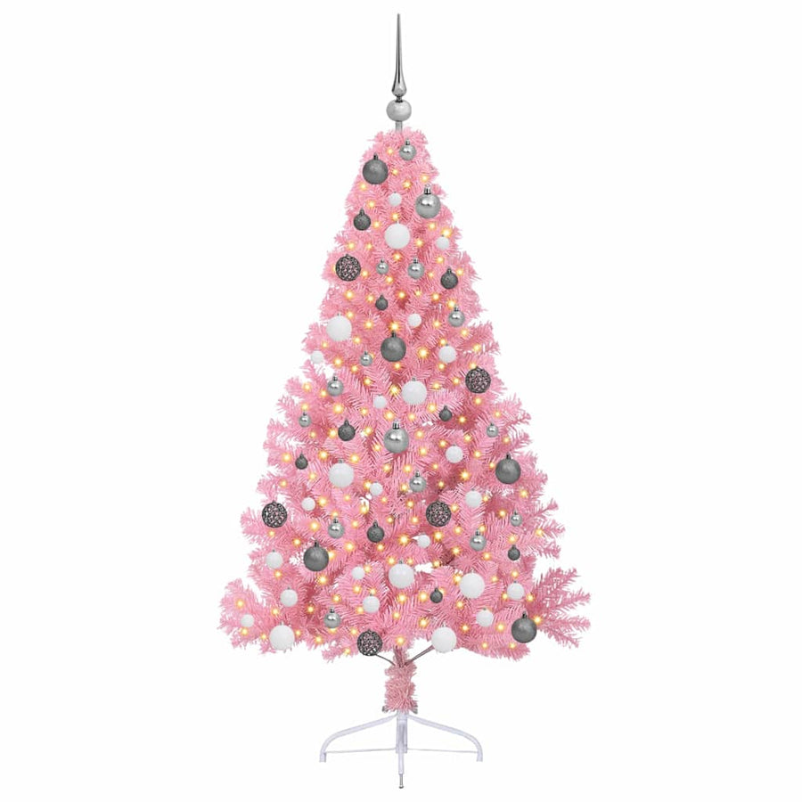 Kunstkerstboom met decoratieve touwlichten Roze 180 cm PVC