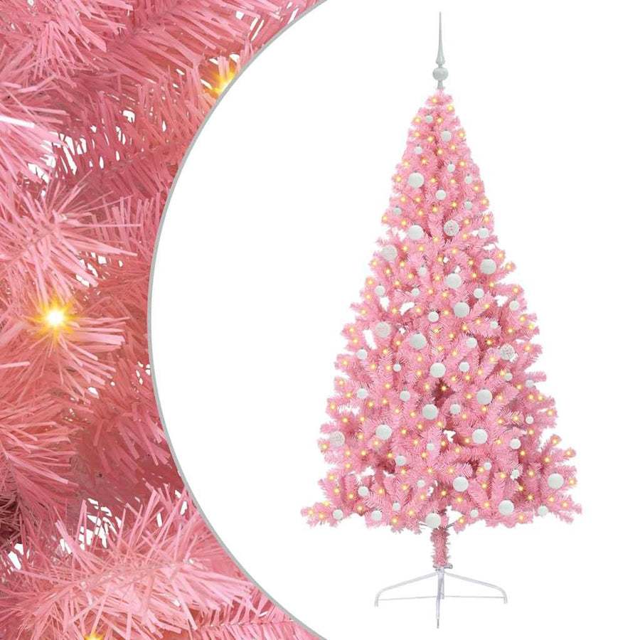 Kunstmatig Voorverlicht Kerstboom met 300 LED Roze 180 cm PVC
