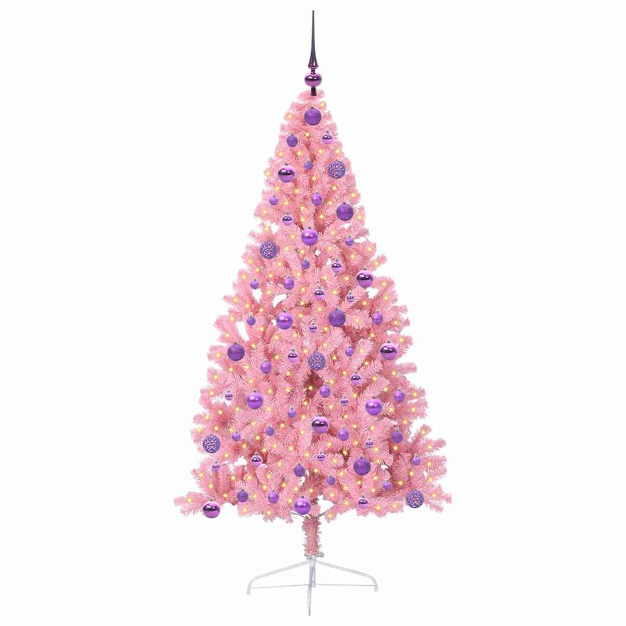 Kunstmatig Voorverlicht Kerstboom met 300 LED Roze 180 cm PVC