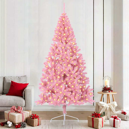 Kunstmatig Voorverlicht Kerstboom met 300 LED Roze 210 cm PVC