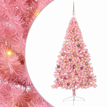 Kunstmatig Voorverlicht Kerstboom met 300 LED Roze 210 cm PVC