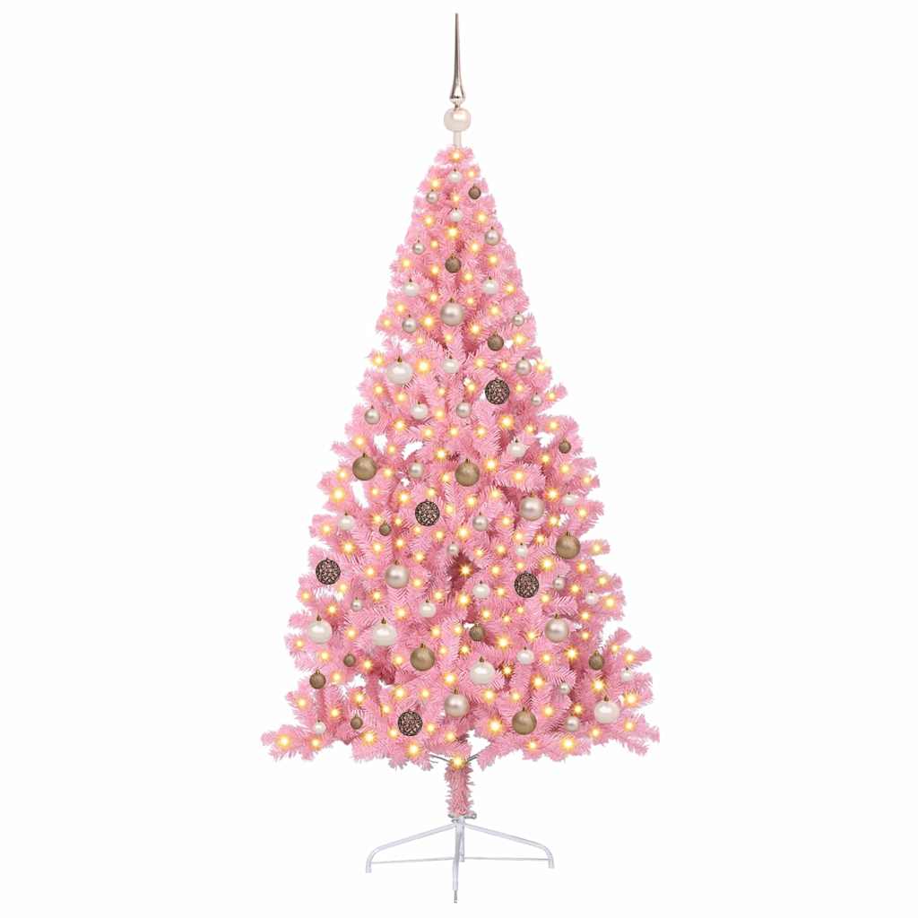 Kunstmatig Voorverlicht Kerstboom met 300 LED Roze 210 cm PVC