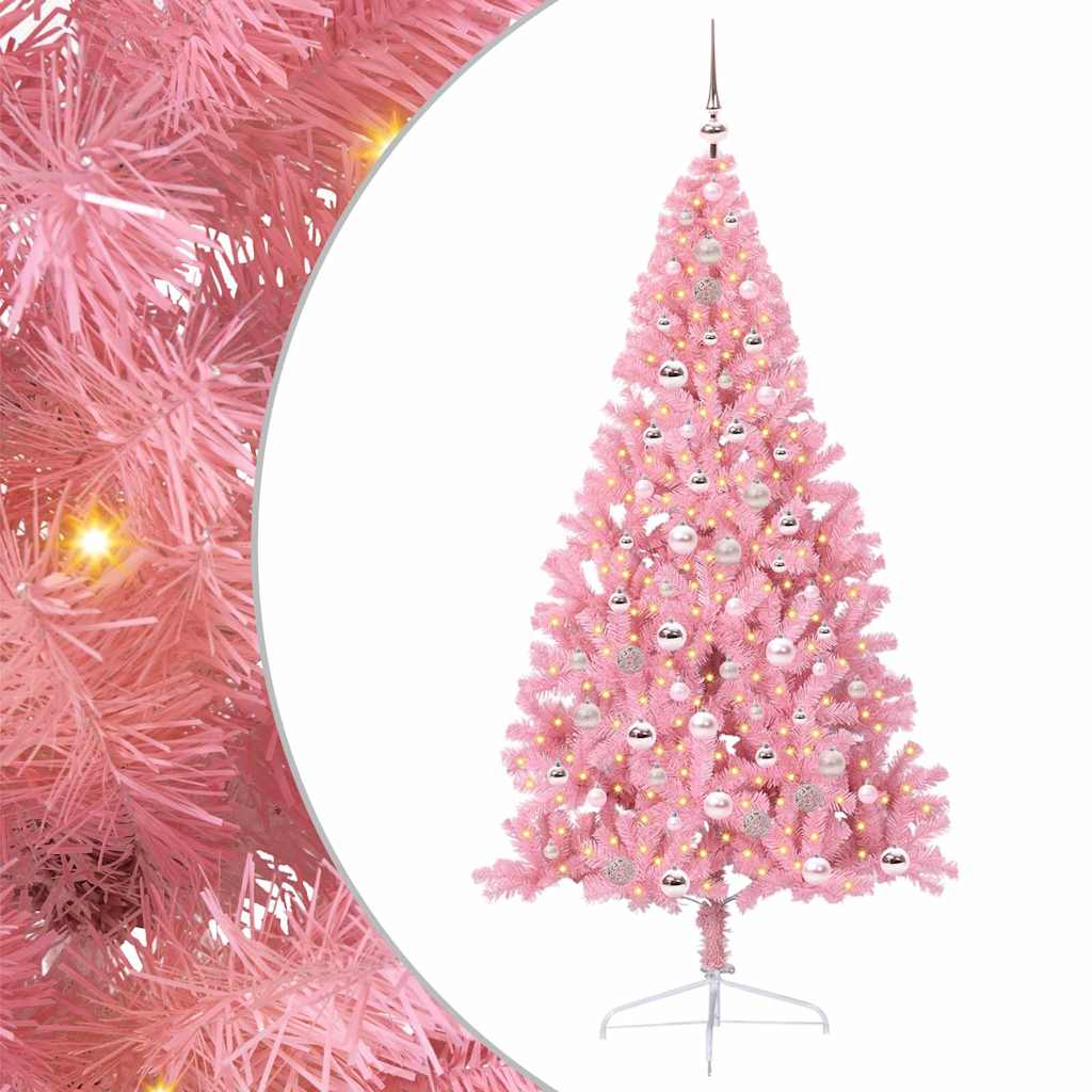 Kunstmatig Voorverlicht Kerstboom met 300 LED Roze 210 cm PVC