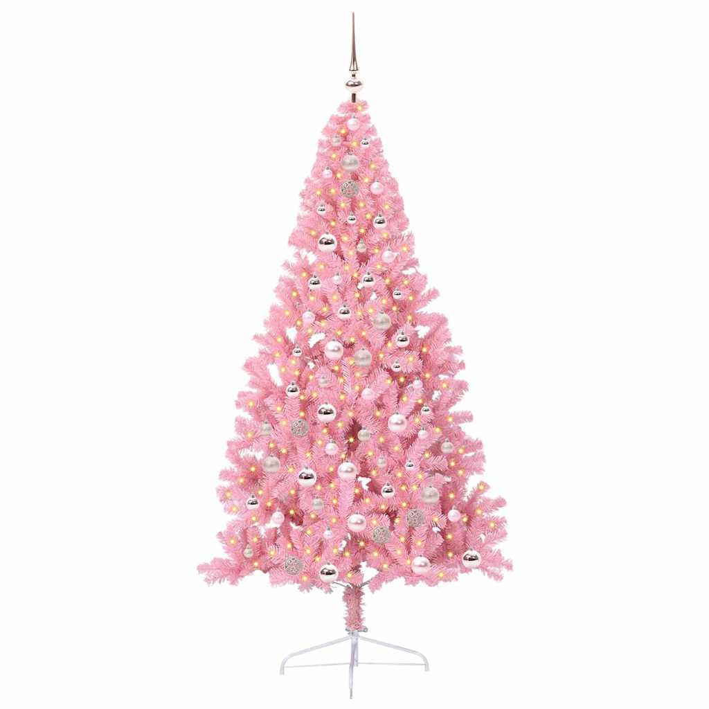 Kunstmatig Voorverlicht Kerstboom met 300 LED Roze 210 cm PVC