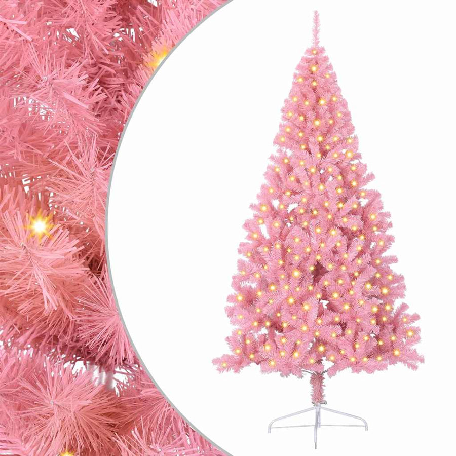 Kunstkerstboom met decoratieve touwlichten Roze 240 cm PVC
