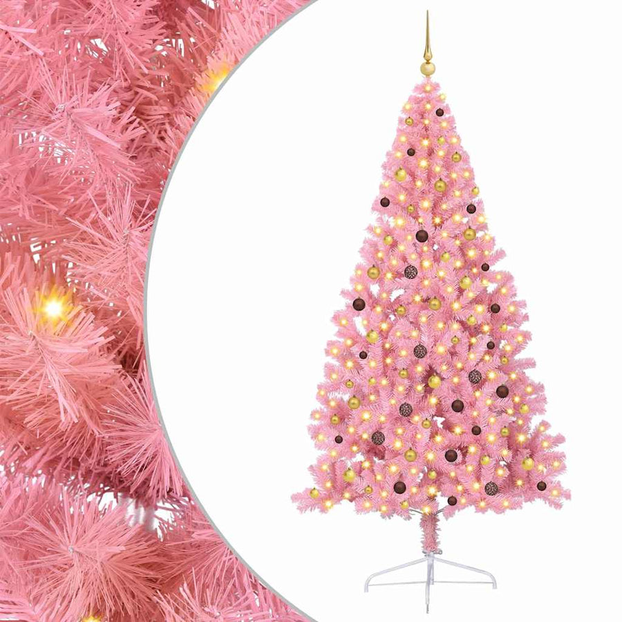 Kunstmatig Voorverlicht Kerstboom met 300 LED Roze 240 cm PVC