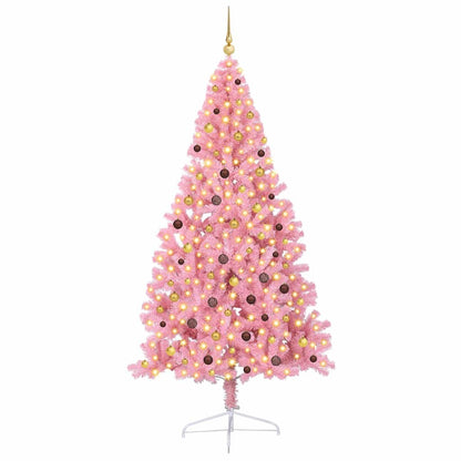 Kunstmatig Voorverlicht Kerstboom met 300 LED Roze 240 cm PVC