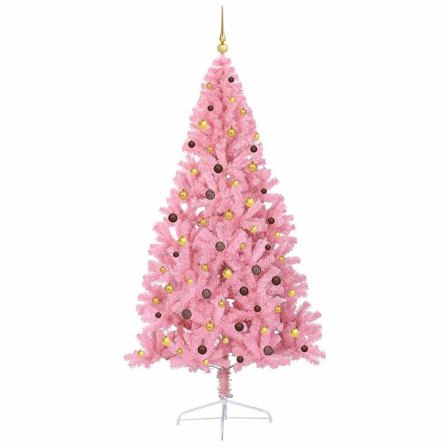 Kunstmatig Voorverlicht Kerstboom met 300 LED Roze 240 cm PVC