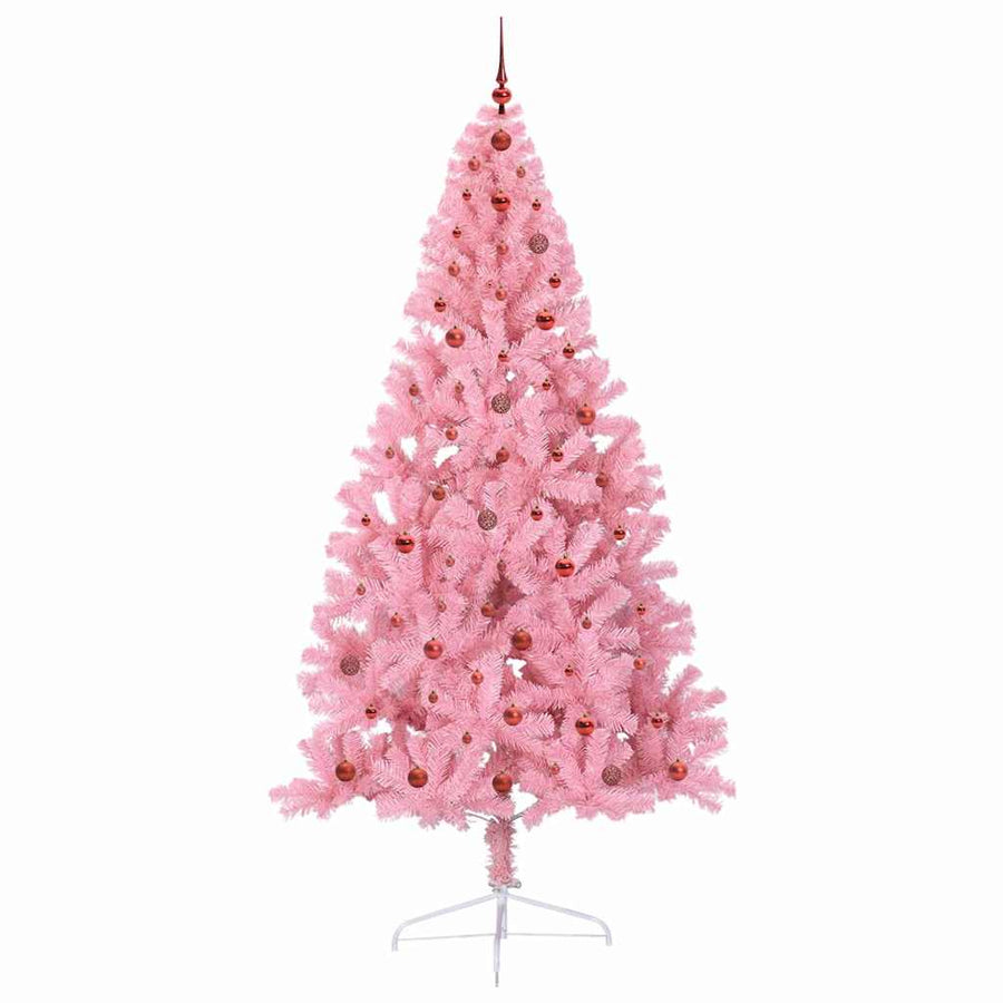 Kunstmatig Voorverlicht Kerstboom met 300 LED Roze 240 cm PVC