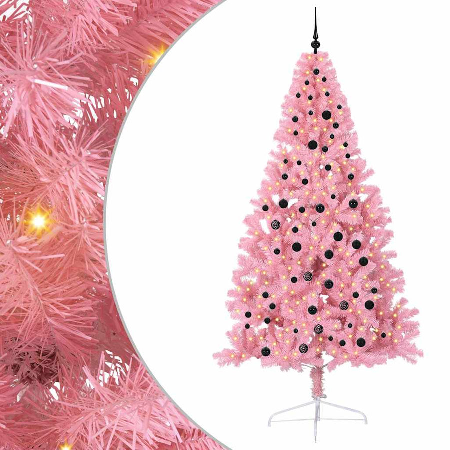 Kunstmatig Voorverlicht Kerstboom met 300 LED Roze 240 cm PVC