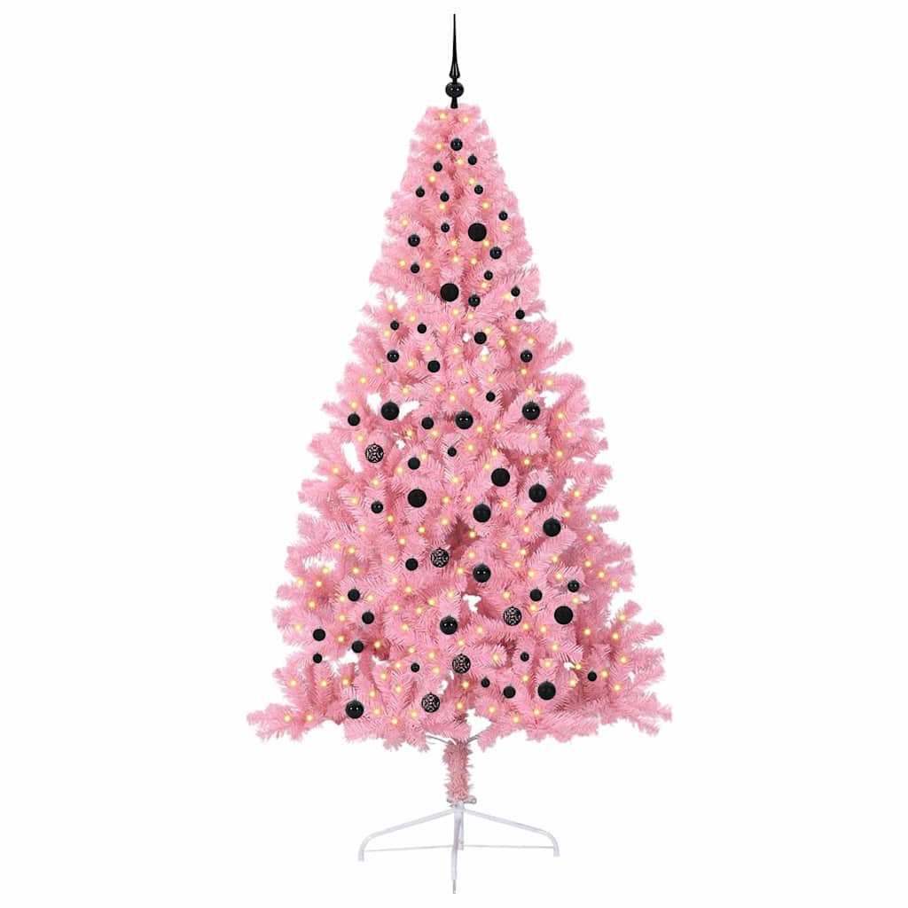 Kunstmatig Voorverlicht Kerstboom met 300 LED Roze 240 cm PVC