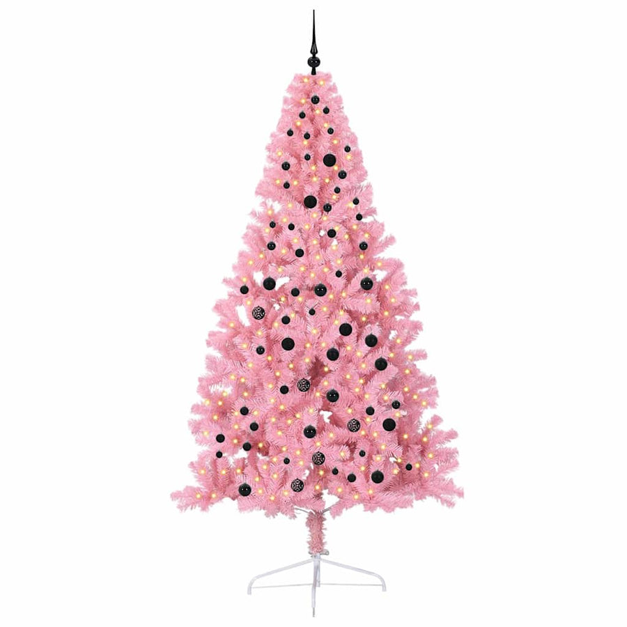 Kunstmatig Voorverlicht Kerstboom met 300 LED Roze 240 cm PVC