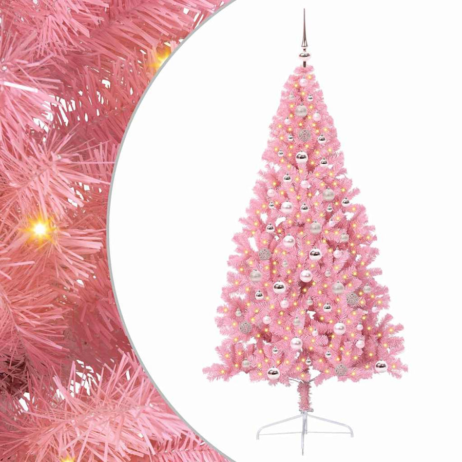 Kunstmatig Voorverlicht Kerstboom met 300 LED Roze 240 cm PVC