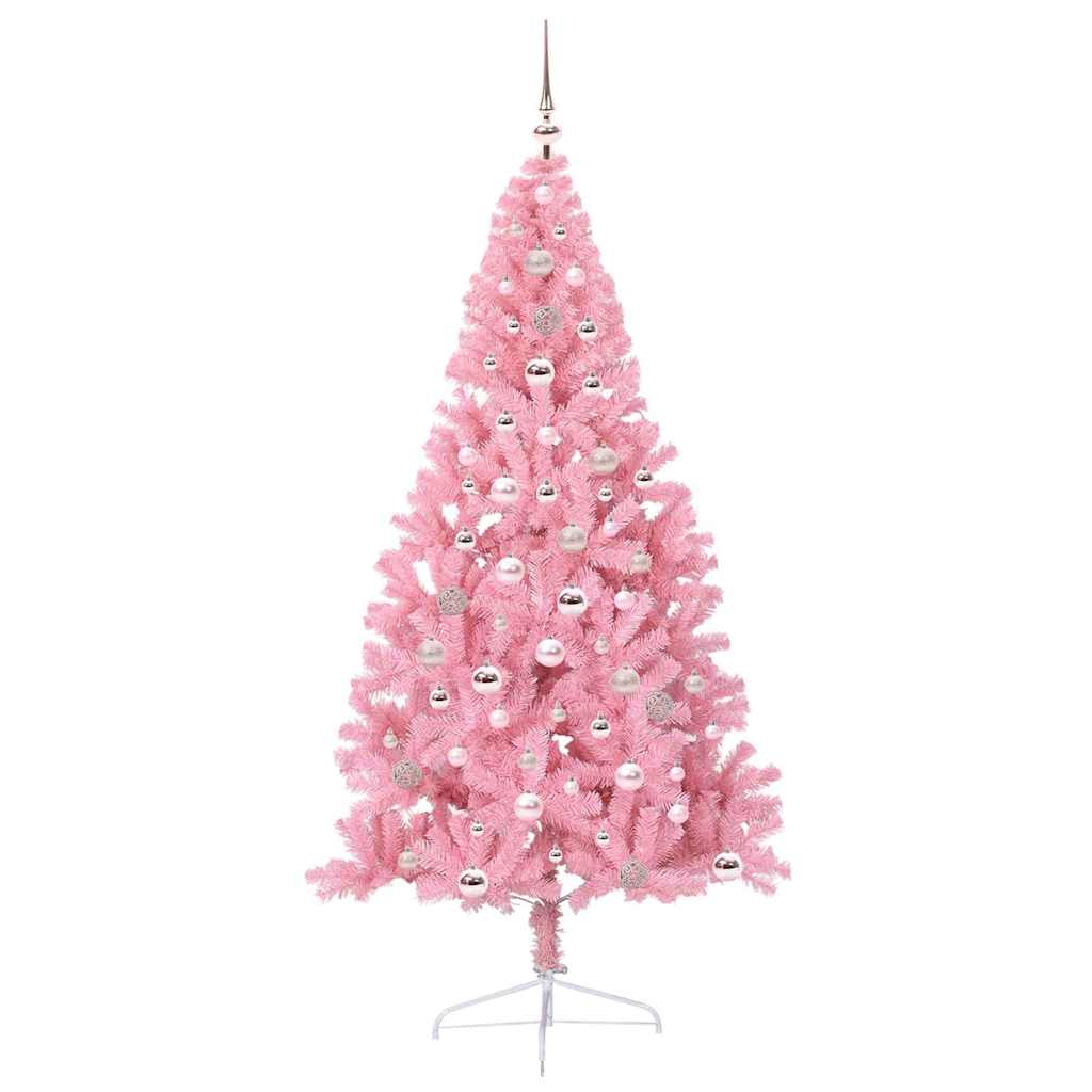 Kunstmatig Voorverlicht Kerstboom met 300 LED Roze 240 cm PVC