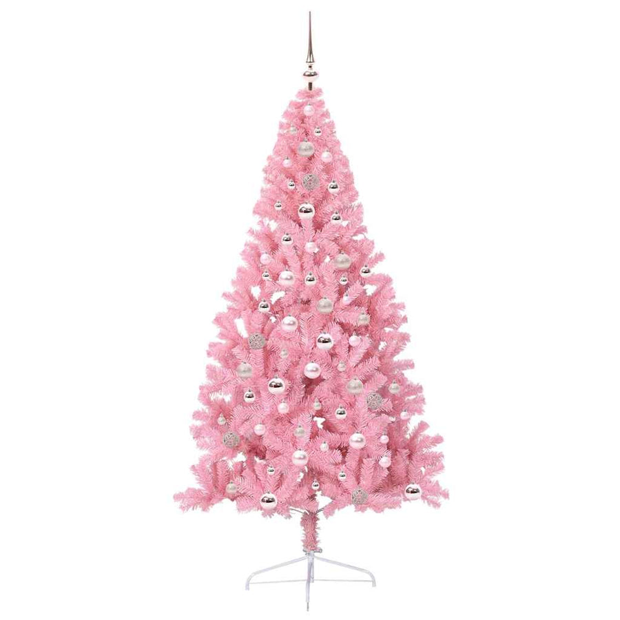 Kunstmatig Voorverlicht Kerstboom met 300 LED Roze 240 cm PVC
