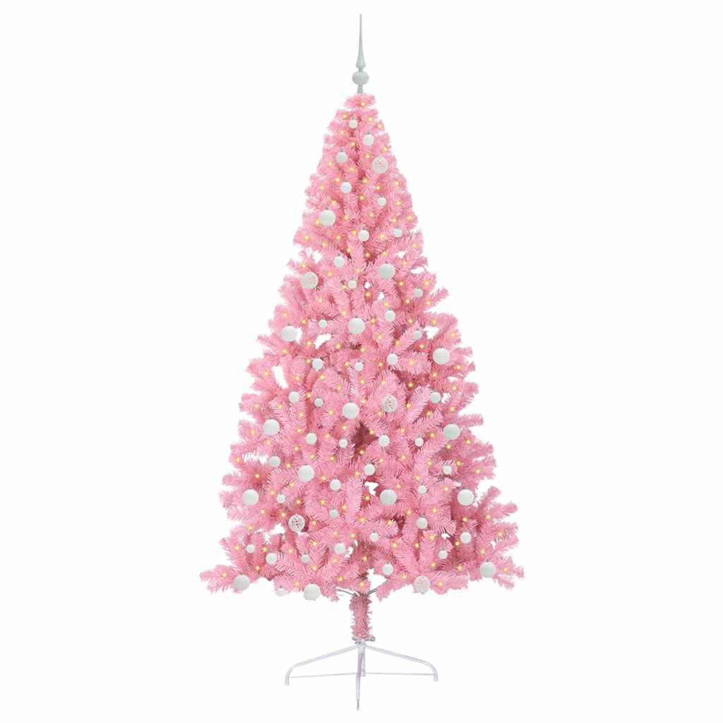 Kunstmatig Voorverlicht Kerstboom met 300 LED Roze 240 cm PVC