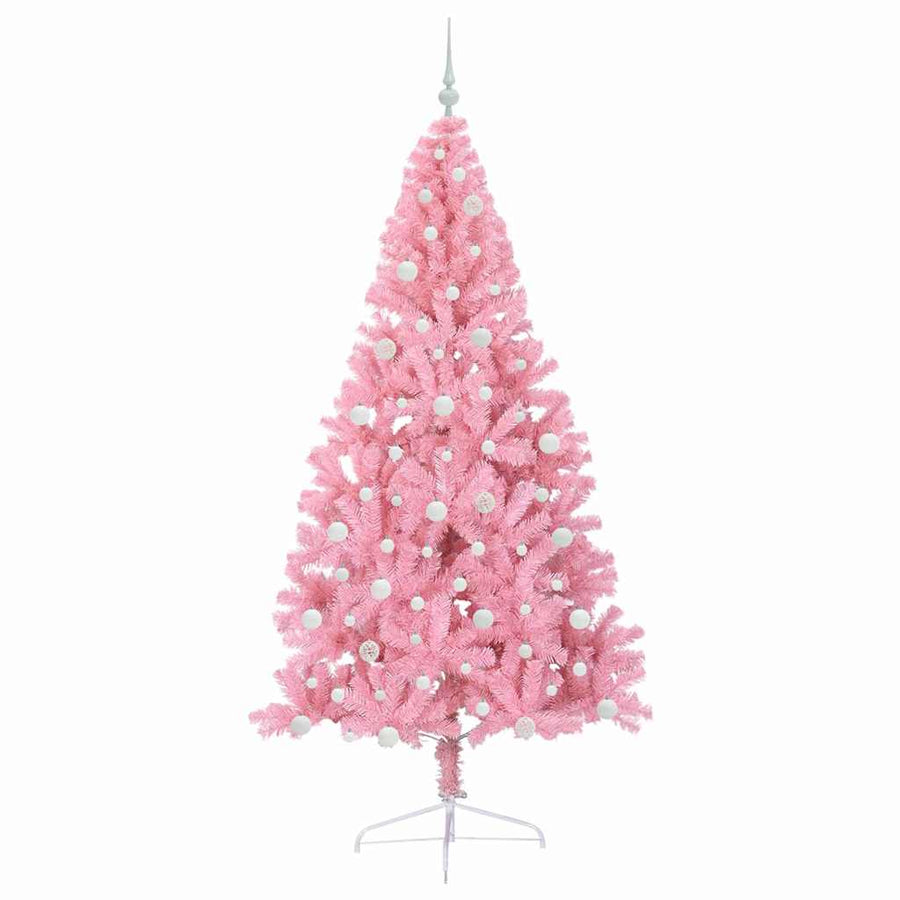 Kunstmatig Voorverlicht Kerstboom met 300 LED Roze 240 cm PVC
