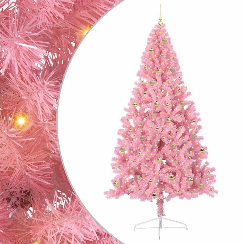 Kunstmatig Voorverlicht Kerstboom Roze 240 cm PVC