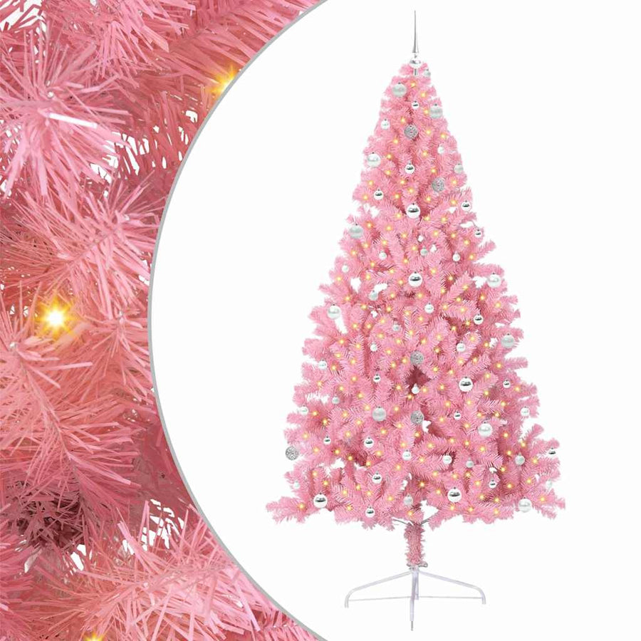 Kunstmatig Voorverlicht Kerstboom met 300 LED Roze 240 cm PVC