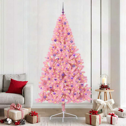 Kunstmatig Voorverlicht Kerstboom met 300 LED Roze 240 cm PVC