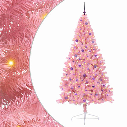 Kunstmatig Voorverlicht Kerstboom met 300 LED Roze 240 cm PVC