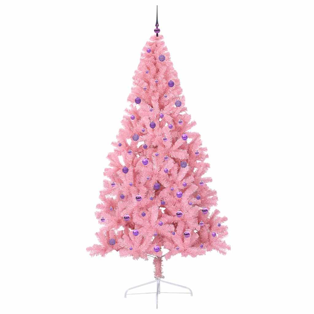 Kunstmatig Voorverlicht Kerstboom met 300 LED Roze 240 cm PVC