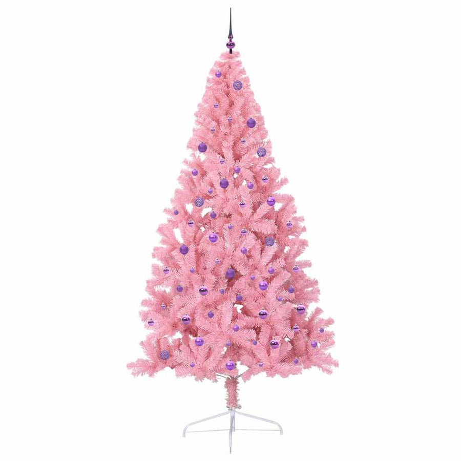 Kunstmatig Voorverlicht Kerstboom met 300 LED Roze 240 cm PVC