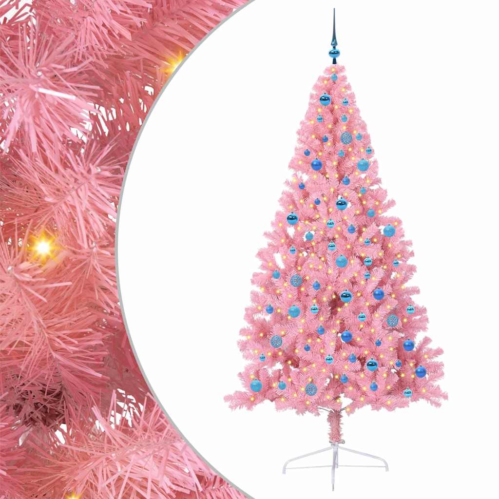 Kunstmatig Voorverlicht Kerstboom met 300 LED Roze 240 cm PVC