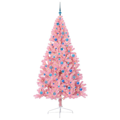 Kunstmatig Voorverlicht Kerstboom met 300 LED Roze 240 cm PVC