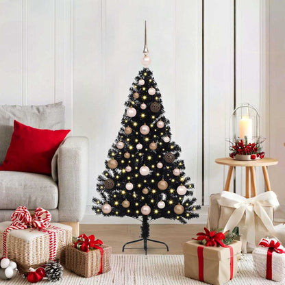Kunstmatig Voorverlicht Kerstboom met 150 LED Zwart 120 cm PVC