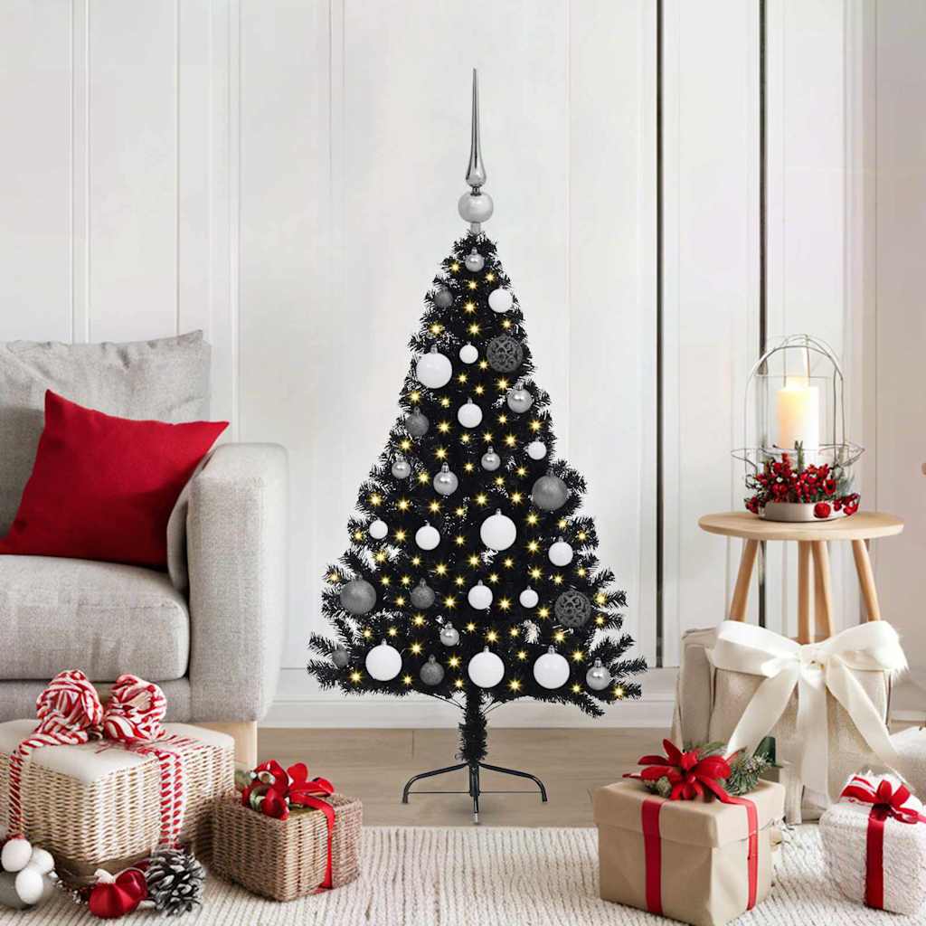 Kunstmatig Voorverlicht Kerstboom met 150 LED Zwart 120 cm PVC