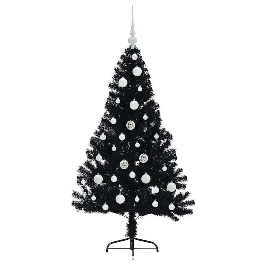 Kunstmatig Voorverlicht Kerstboom met 150 LED Zwart 120 cm PVC