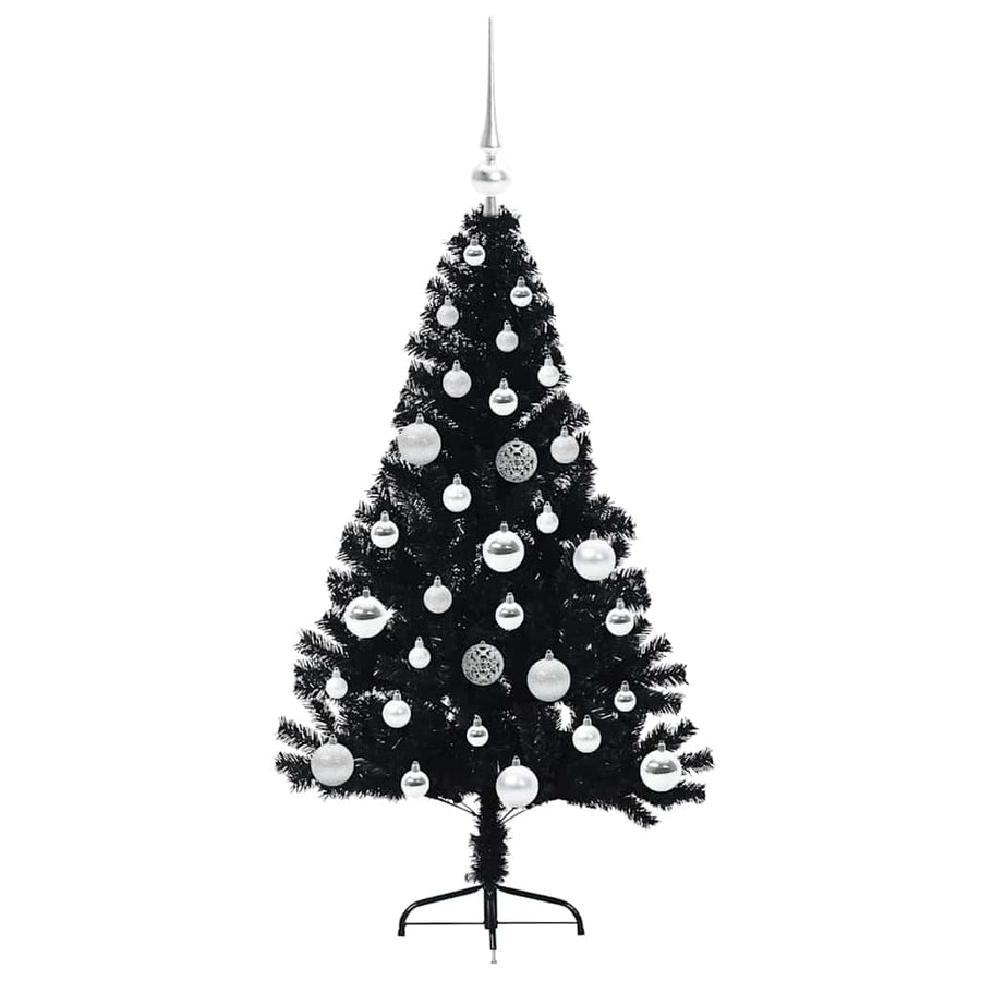 Kunstmatig Voorverlicht Kerstboom met 150 LED Zwart 120 cm PVC