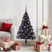 Kerstboom 120 cm zwart met 150 LED PVC