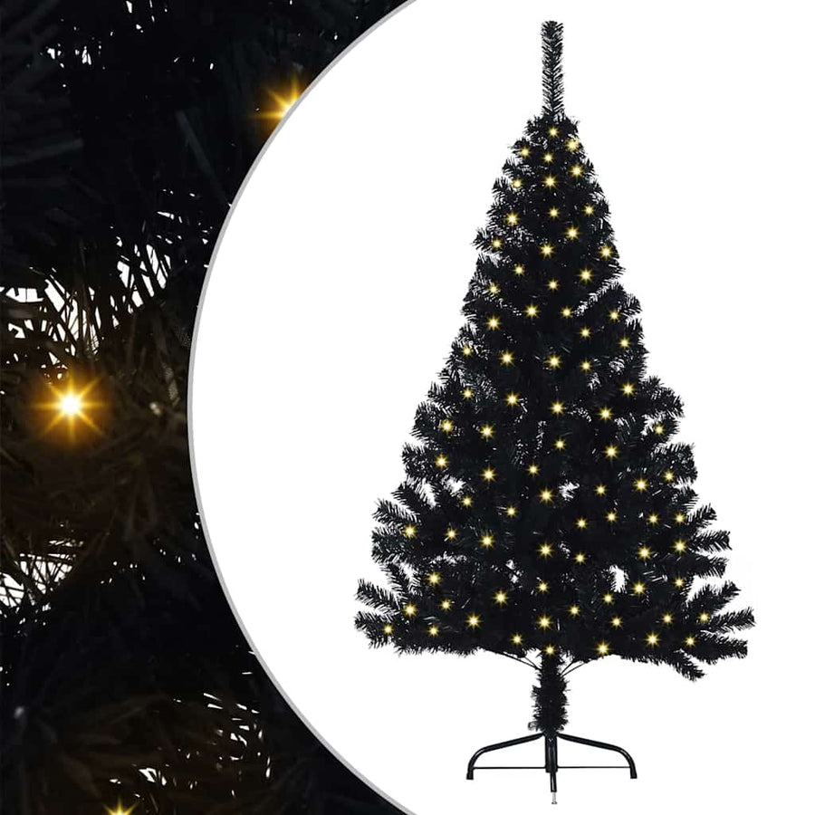 Kunstmatig Voorverlicht Kerstboom met 150 LED Zwart 150 cm PVC