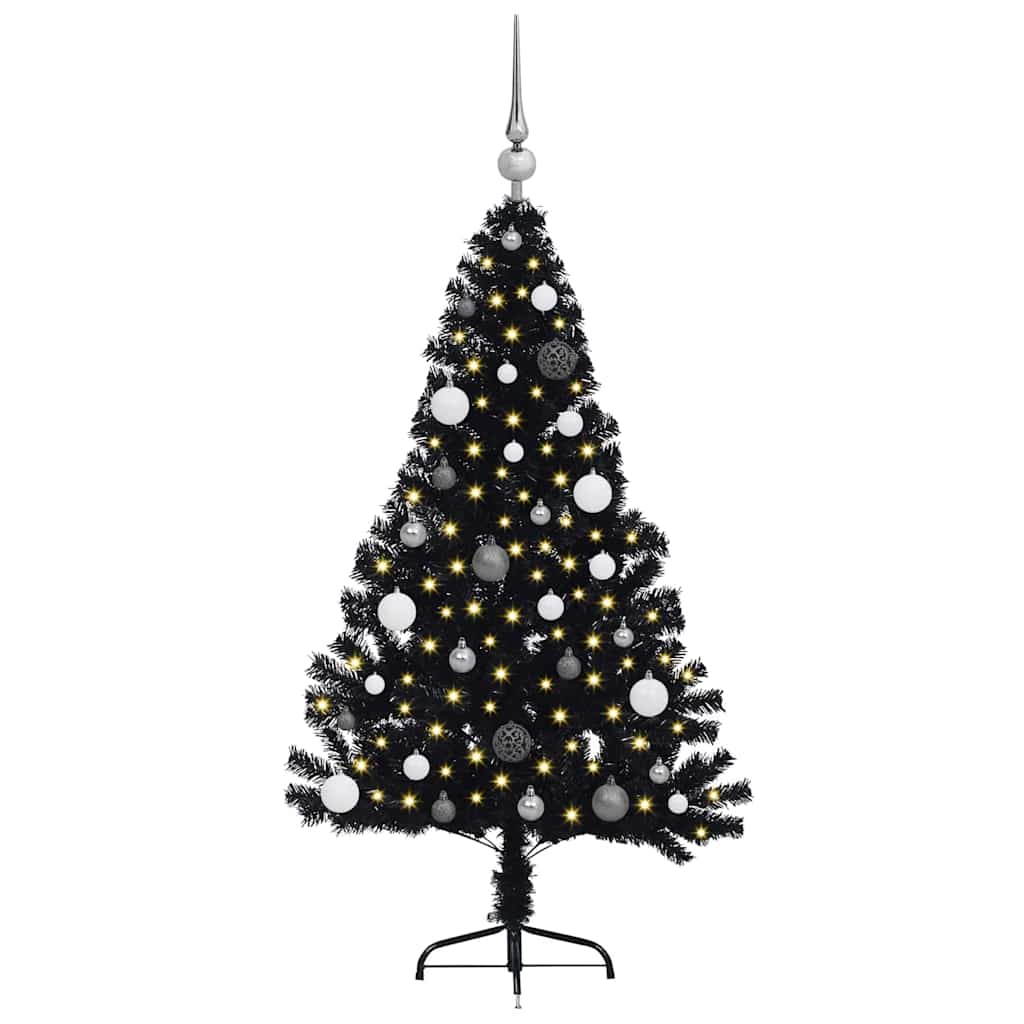 Kunstmatig Voorverlicht Kerstboom met 150 LED Zwart 150 cm PVC