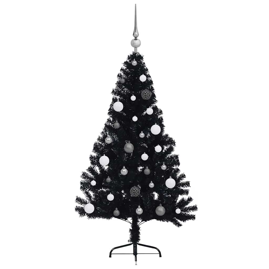 Kunstmatig Voorverlicht Kerstboom met 150 LED Zwart 150 cm PVC