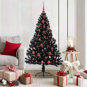 Kerstboom 150 cm zwart PVC met 150 warmwitte LED